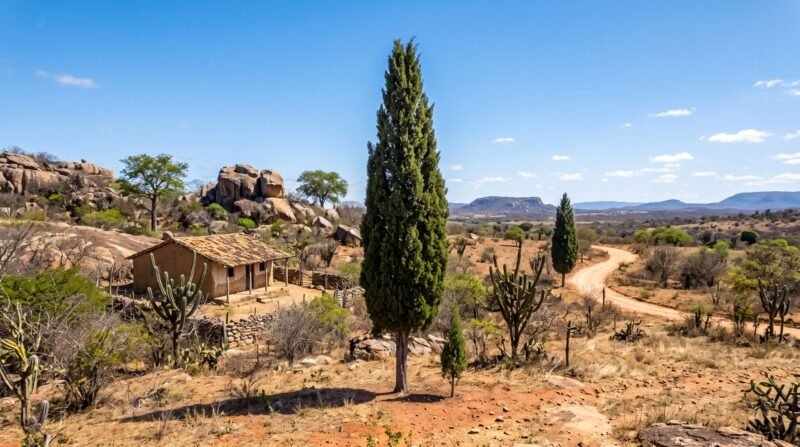 A Cipreste na paisagem paraibana, mostrando a resiliência do nosso sertão.