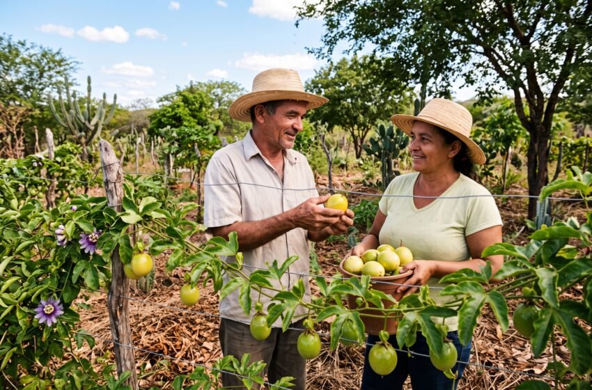  Maracujá-do-mato em sistemas agroflorestais pronto para brotar no solo paraibano